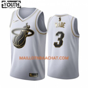 Maillot NBA Miami Heat Dwyane Wade 3 Nike 2019-20 Blanc Golden Edition Swingman - Enfant